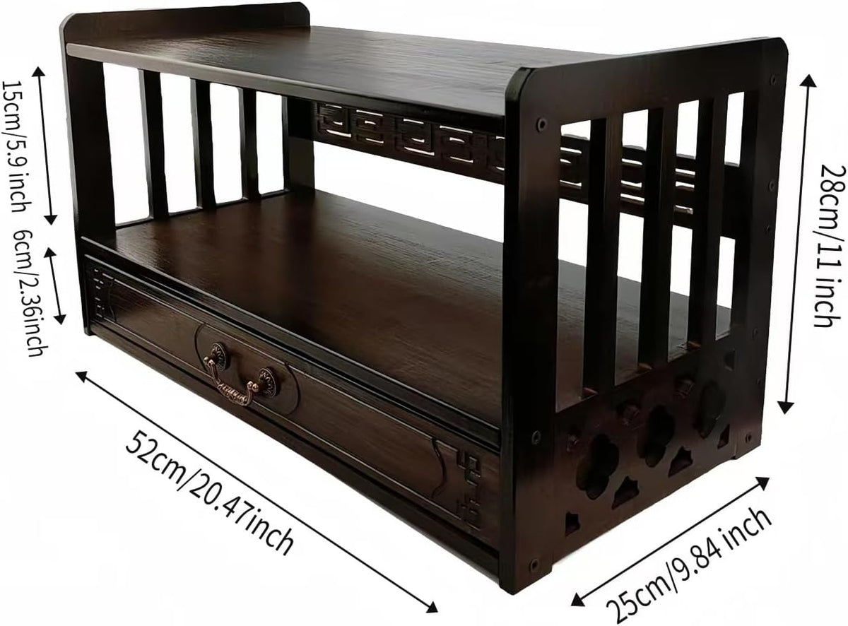 Meditation Table Altar,Small Altar Table,Hand Carved Natural Brown Wood Small Puja Table, Used in The Tea Table Japanese,Study Room,Yoga Room.IT is 20.5 Inches Long,10 Inches Wide, 11 Inches Tall