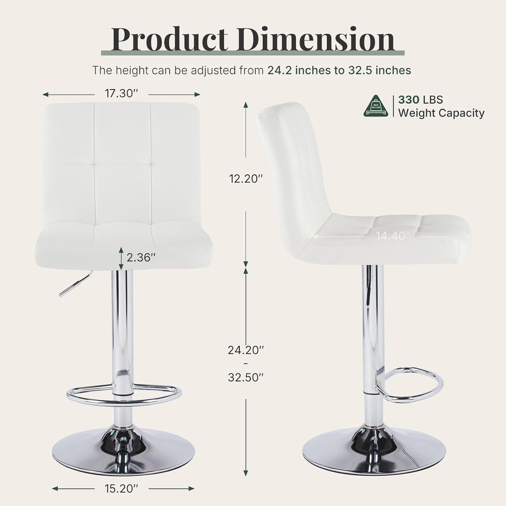 DUMOS Set of 2 Counter Height Bar Stools, 24 Inch Saddle Bar Chairs