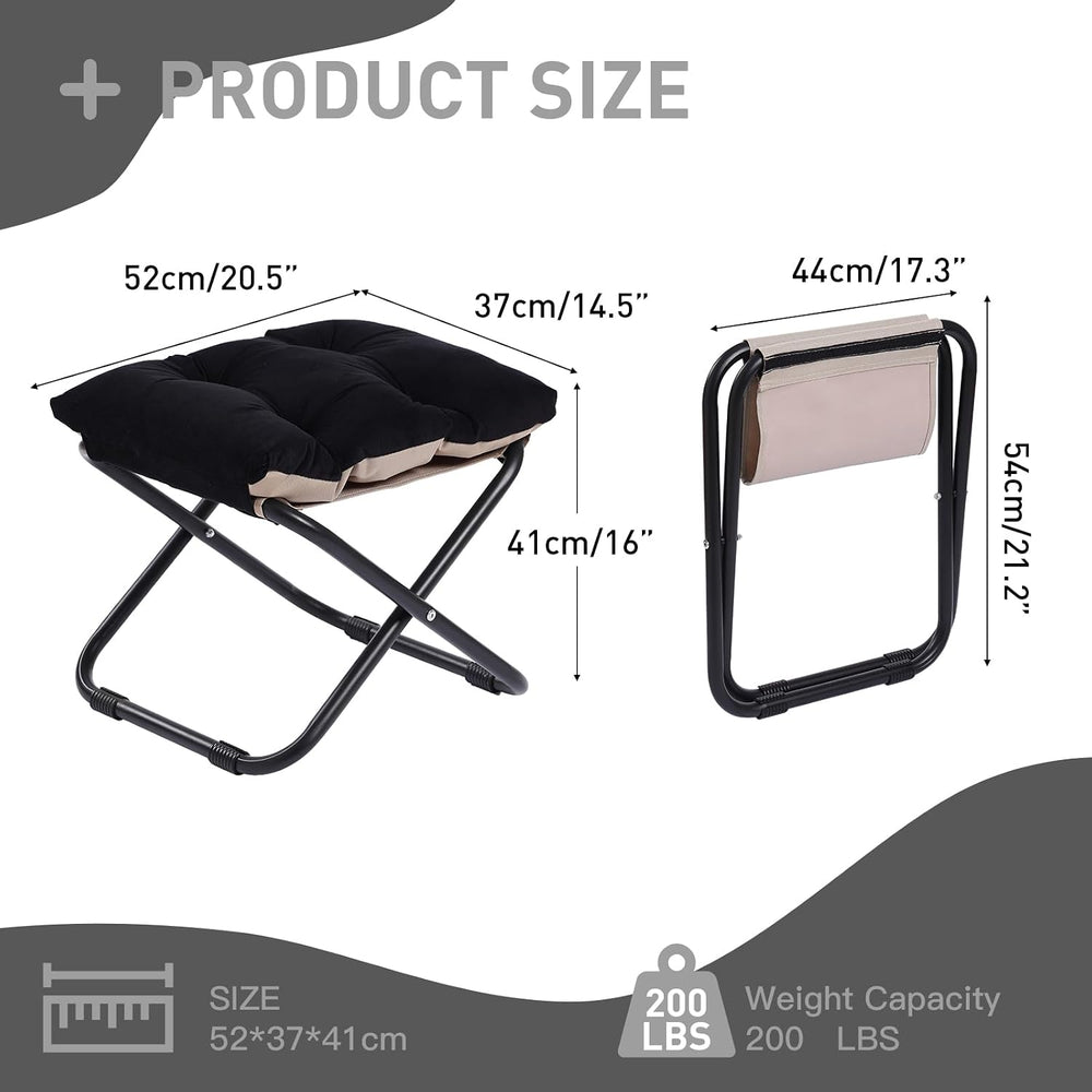 LITA Folding Ottoman, Upholstered Folding Foot Rest Stool for Living Room