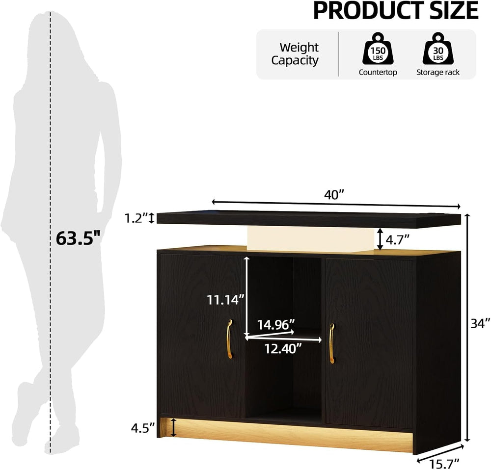 4 EVER WINNER 40-Inch Coffee Bar Cabinet with Storage and Charging Station