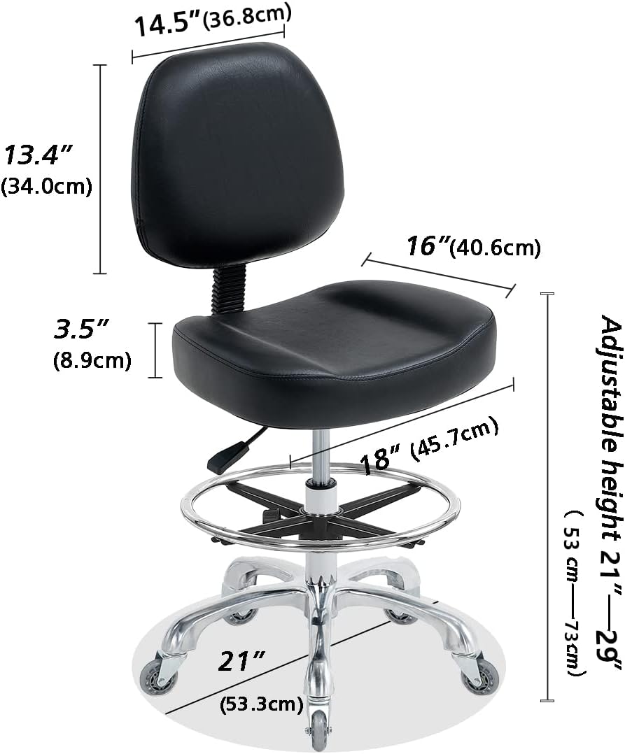 Ainilaily Drafting Chair Tall Office Chair for Standing Desk - Shop Stool wit...