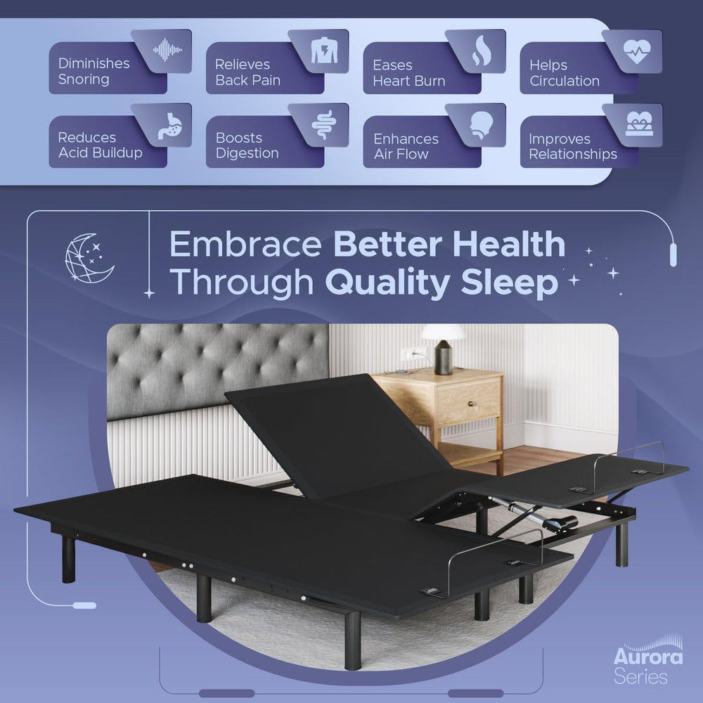 Celestial Sleep Aurora Adjustable Bed Base (Frame Only), Easy Assembly, Head ...