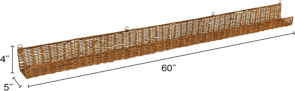 Creative Co-Op Handwoven Rattan Wall Shelf with Front Ledge, Natural Finish