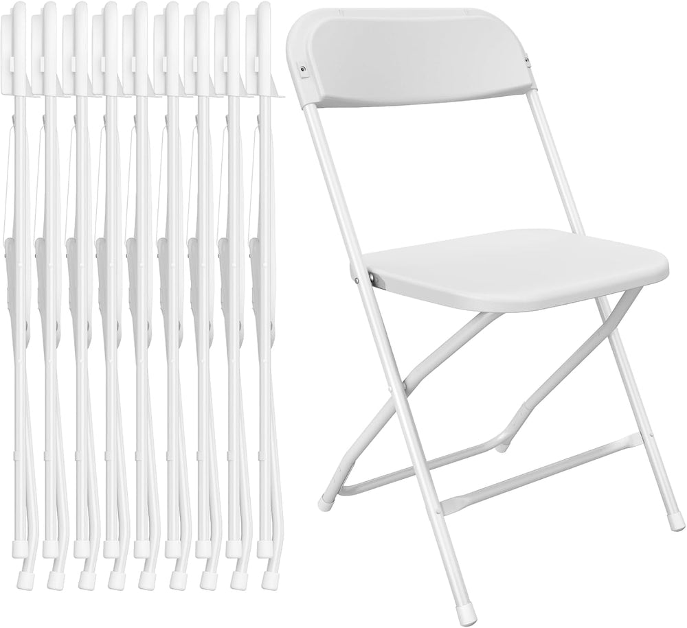 10 Pack White Folding Chairs for Office Wedding School, 350LBS