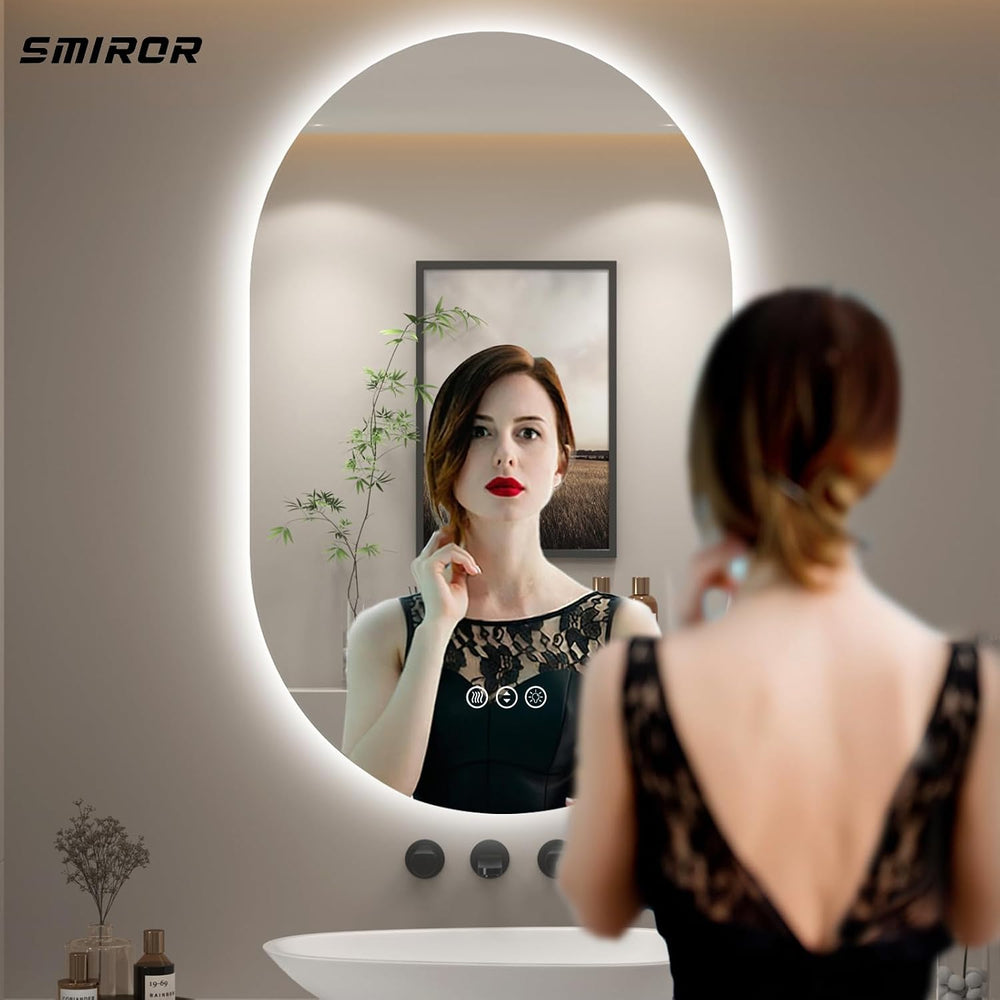 SMIROR 24x36 Oval Backlit LED Bathroom Vanity Mirror with Lights for Wall