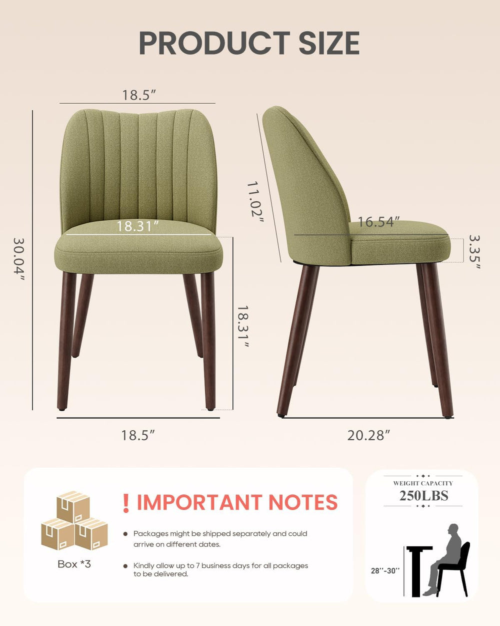 Upholstered Dining Chairs Set of 6, Farmhouse Fabric Kitchen Chairs with Soli...
