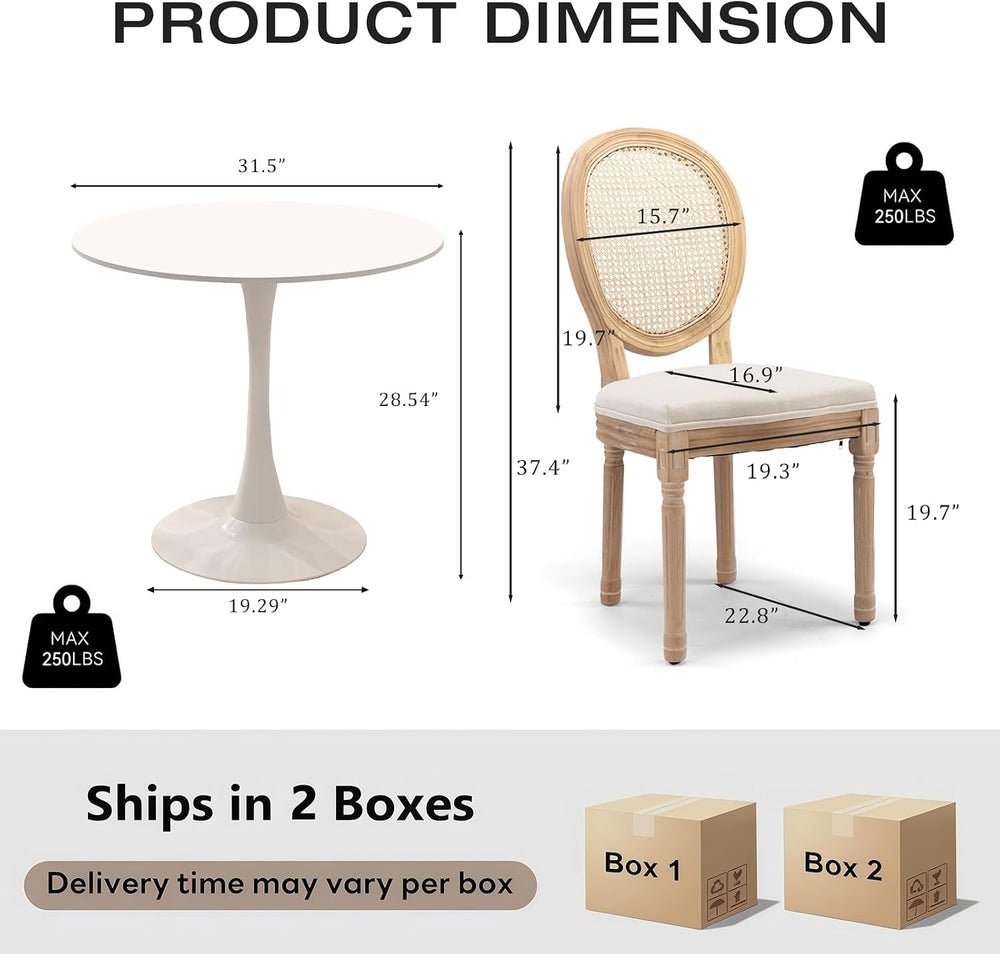 3 Piece Round Dining Table and Chairs Set for 2