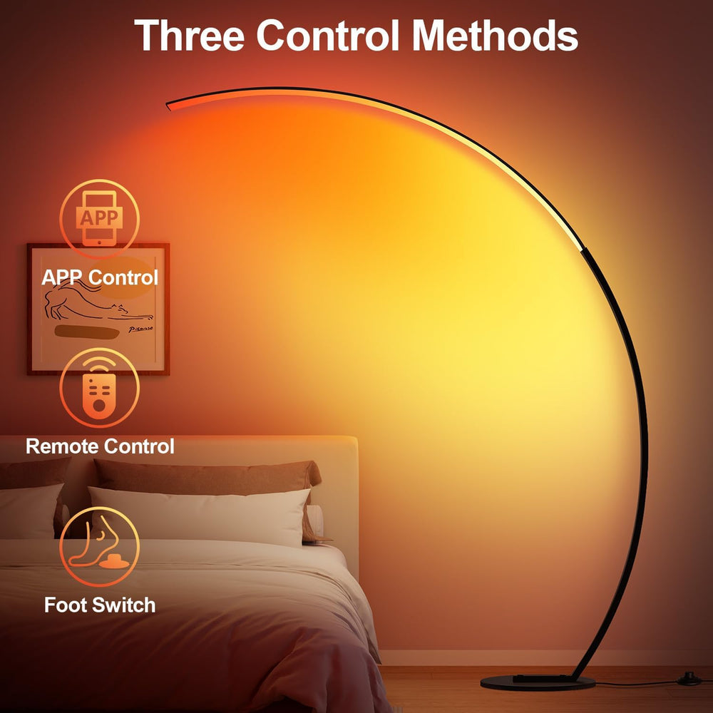 RGB Floor Lamp with 3 Color Temperatures, Ultra Bright 1800LM Smart Arc LED F...