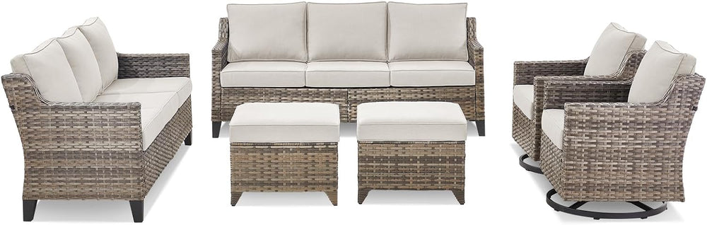 Wicker Patio Furniture Set-6 Piece High Back Outdoor Furniture Set Sectional ...