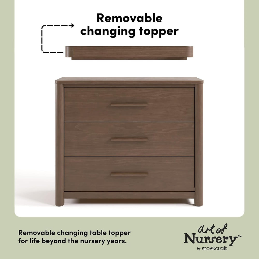 Storkcraft Malta 3 Drawer Chest with Removable Changing Topper, Hazelnut