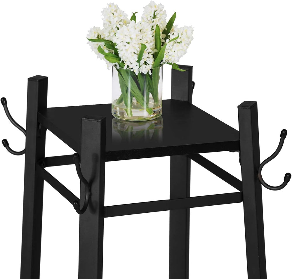 VECELO Coat Rack Freestanding,Hall Tree with Metal Basket and Storage Shelves...