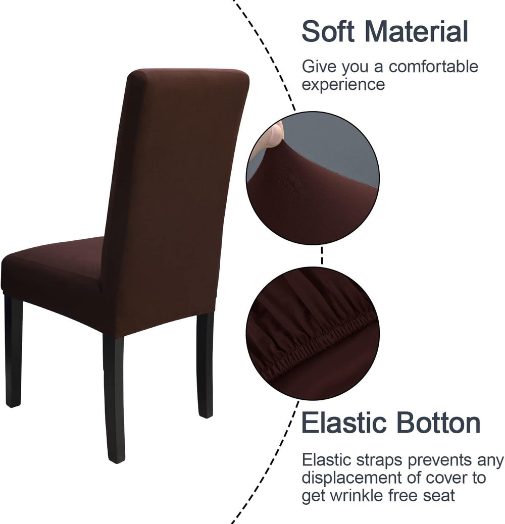 JQinHome Dining Room Chair Covers Set of 8, High Stretch Chair Slipcover Remo...