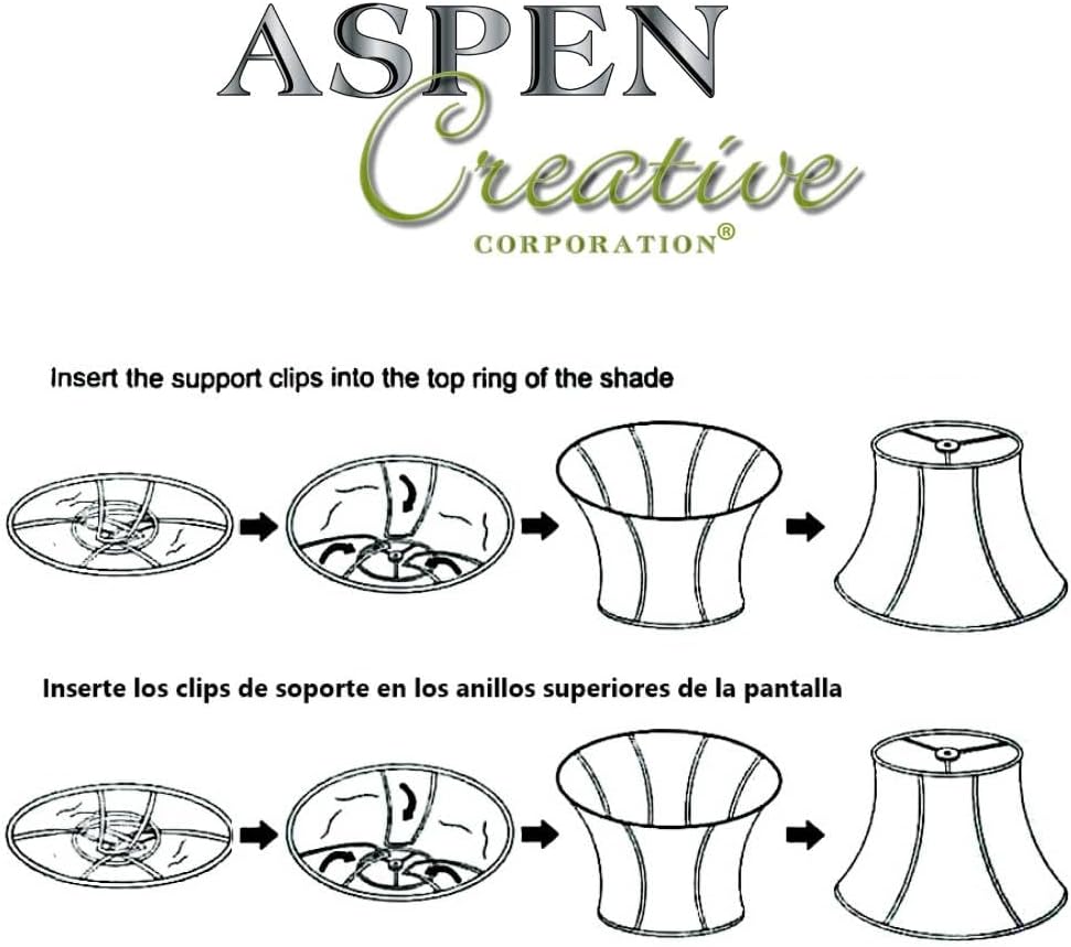 Aspen Creative 38018 Handsewn Bell Traditional Collapsible Spider Shade in Wh...