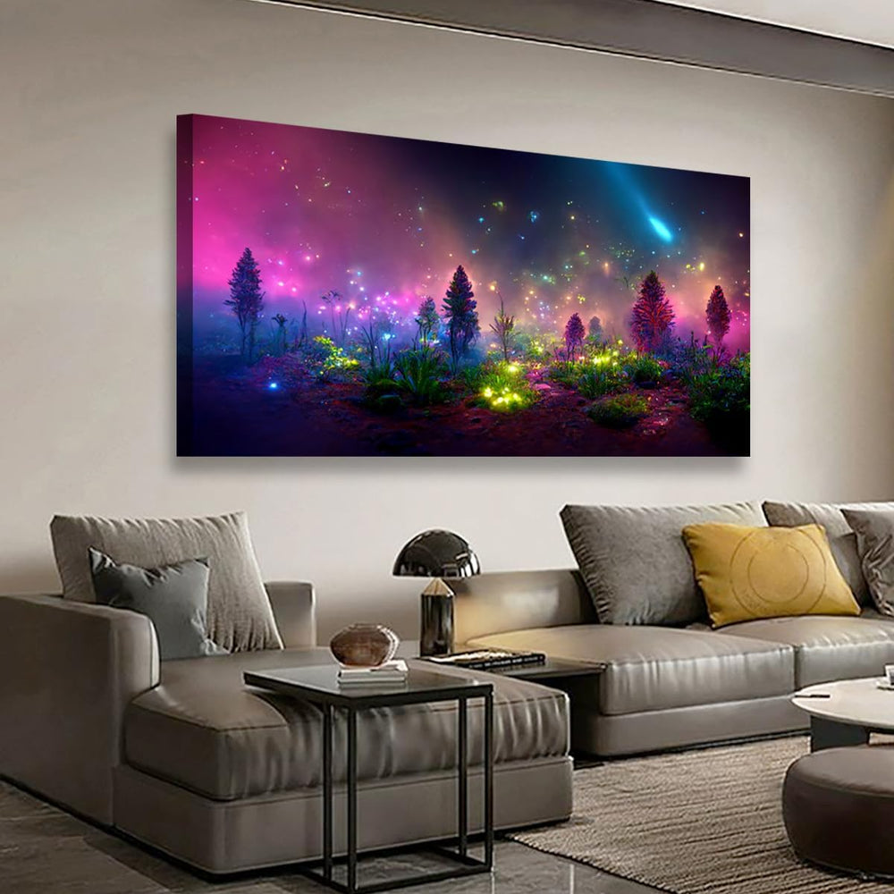 Fantastic Starry light Canvas Wall Art for Living room Office Bedroom Purple ...