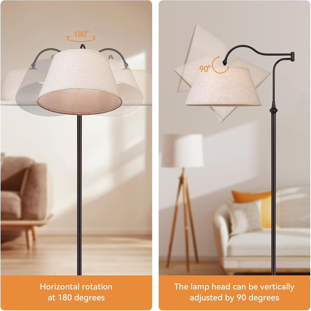 Swing Arm Floor Lamp, Arc Floor Lamps with 180° Adjustable Cantilever for Liv...