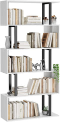 Gadroad 5-Tier Tall Bookshelf, S-Shaped Book Shelf Unit, White