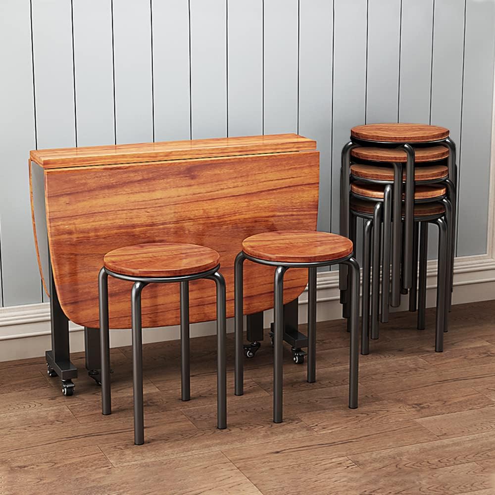 Stacking Stools Set of 4, 18" H Backless Round Wooden Top Portable Stack...