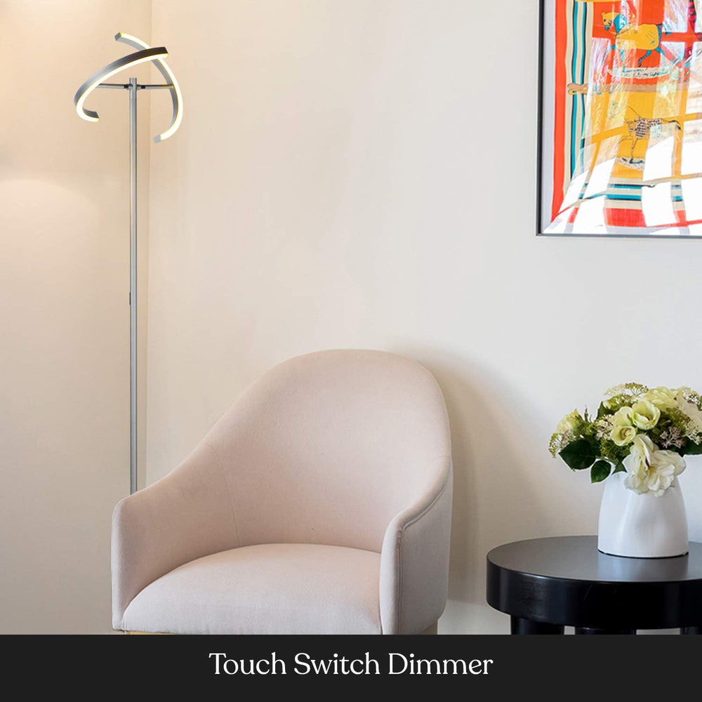 Brightech Halo Split Floor Lamp, Modern Bright LED Torchiere Floor Lamp for O...