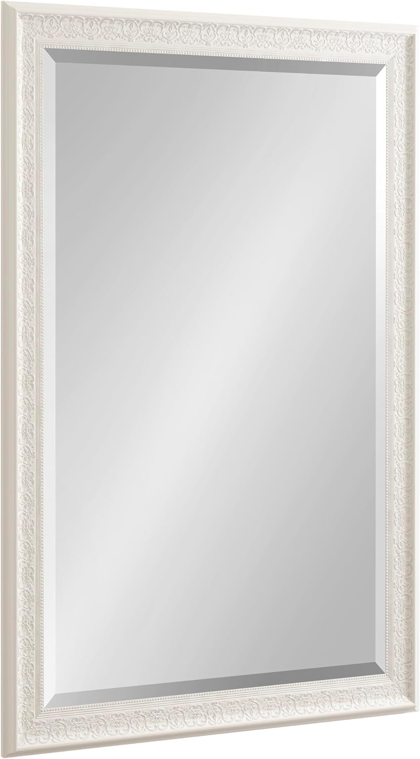 Kate and Laurel Alysia Decorative Frame Rectangle Wall Mirror, 28.5x40.5 White