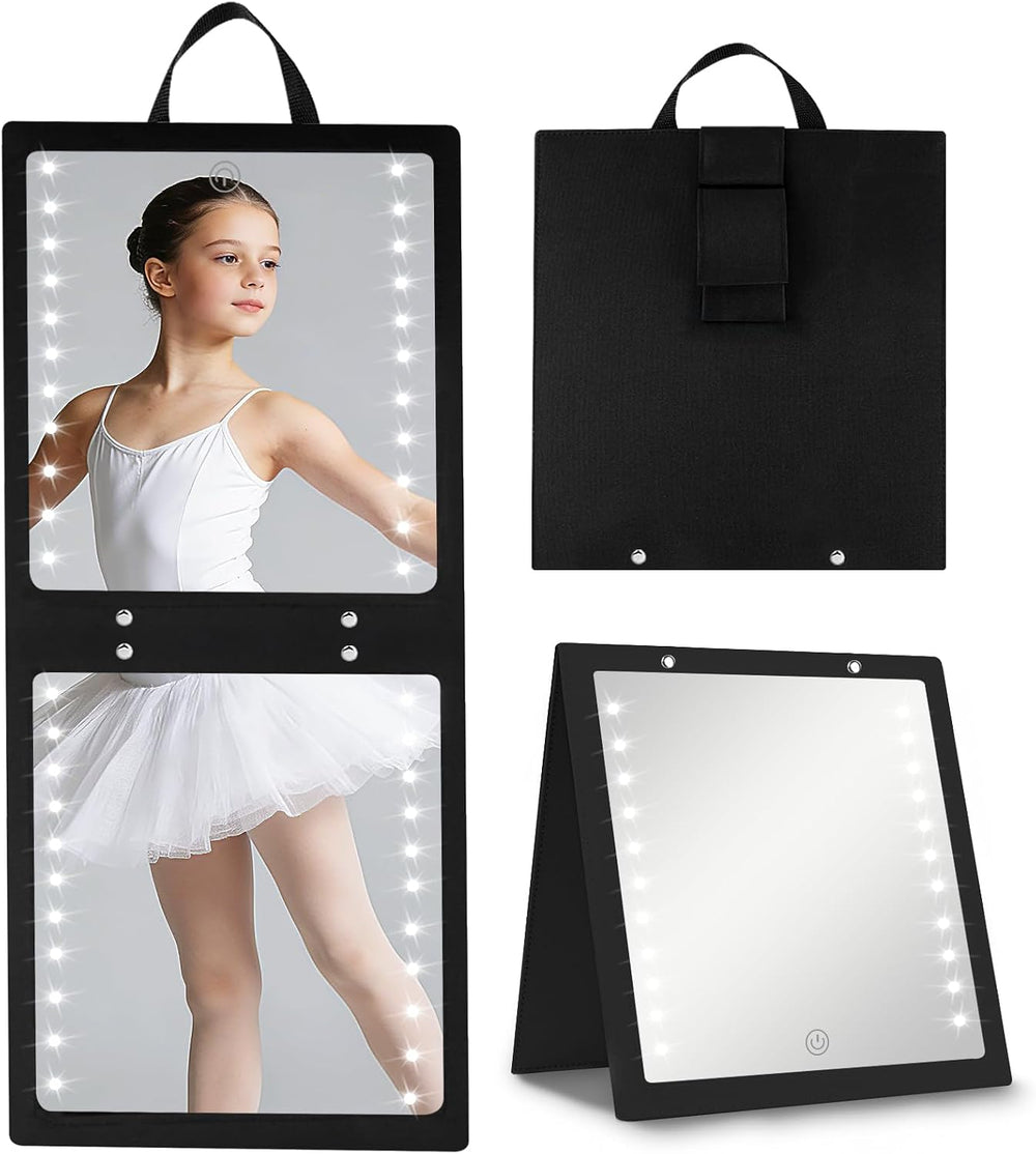 Lighted Hanging Full Length Body Mirror, Portable Dance Mirror, Foldable