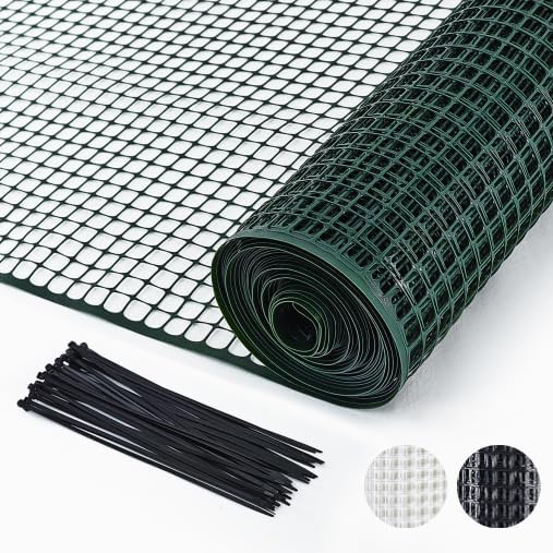 PotatoLife Green Plastic Garden Fence, Hardware Mesh, 24'' x 25'