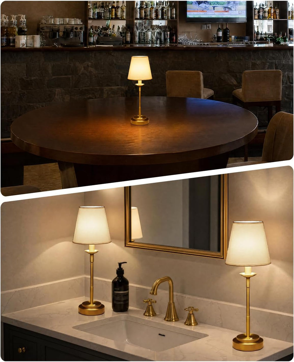Rechargeable Cordless Table Lamp Brass 17‑inch,6000mAh Built‑in Battery