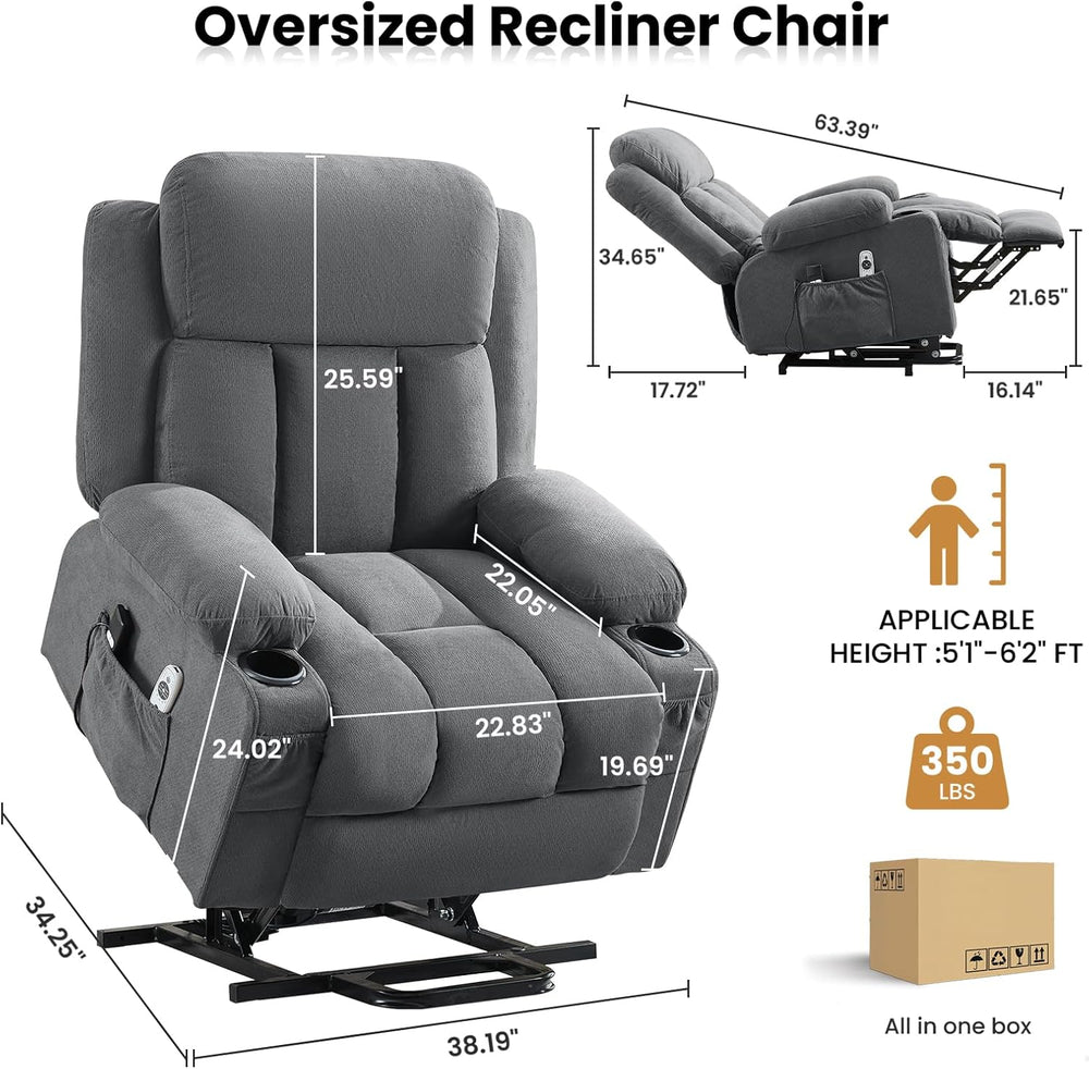 MAHOMICO Power Lift Recliner Chair for Elderly with Vibration Massage and Lum...