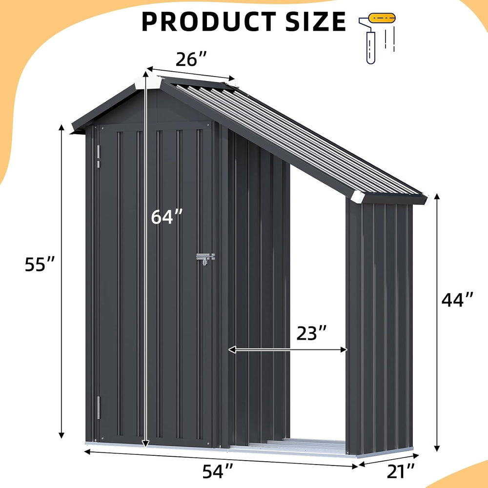AECOJOY Outdoor Storage Cabinet Waterproof with Shelves and Firewood Rack