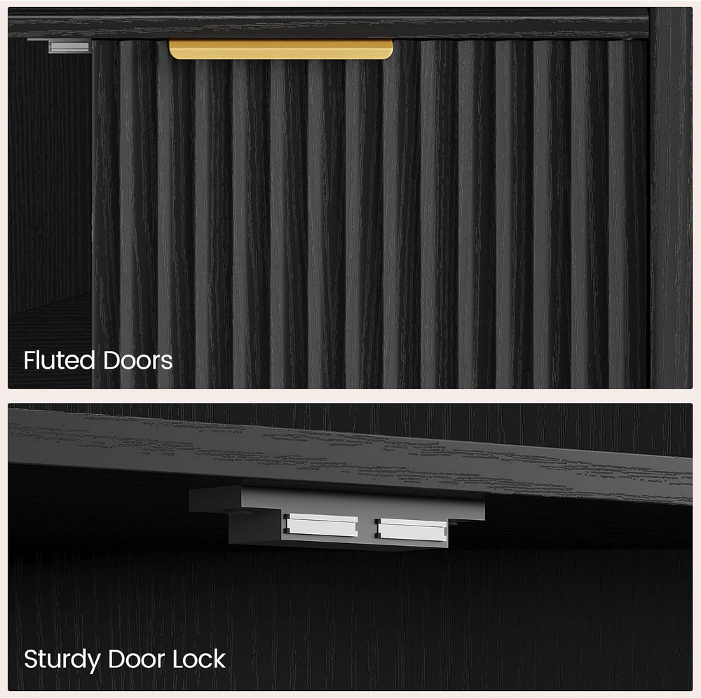 CHOEZON Corner Cabinet, Corner Storage with Fluted Panels and Adjustable Shel...