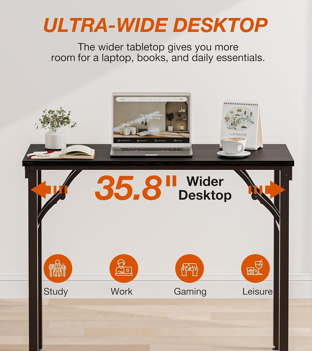 Folding Table Computer Desk - 35.8" No Assembly Folding Desk Design and ...