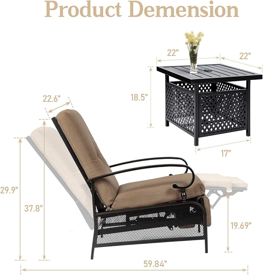 Skiway Outdoor Patio Recliner with Hand-Woven Wicker, Rust-Resistant Frames a...