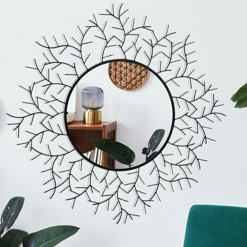 POZINO Round Wall Mirror, 30 Inch Circle Mirrors for Wall Decor, Black Metal ...