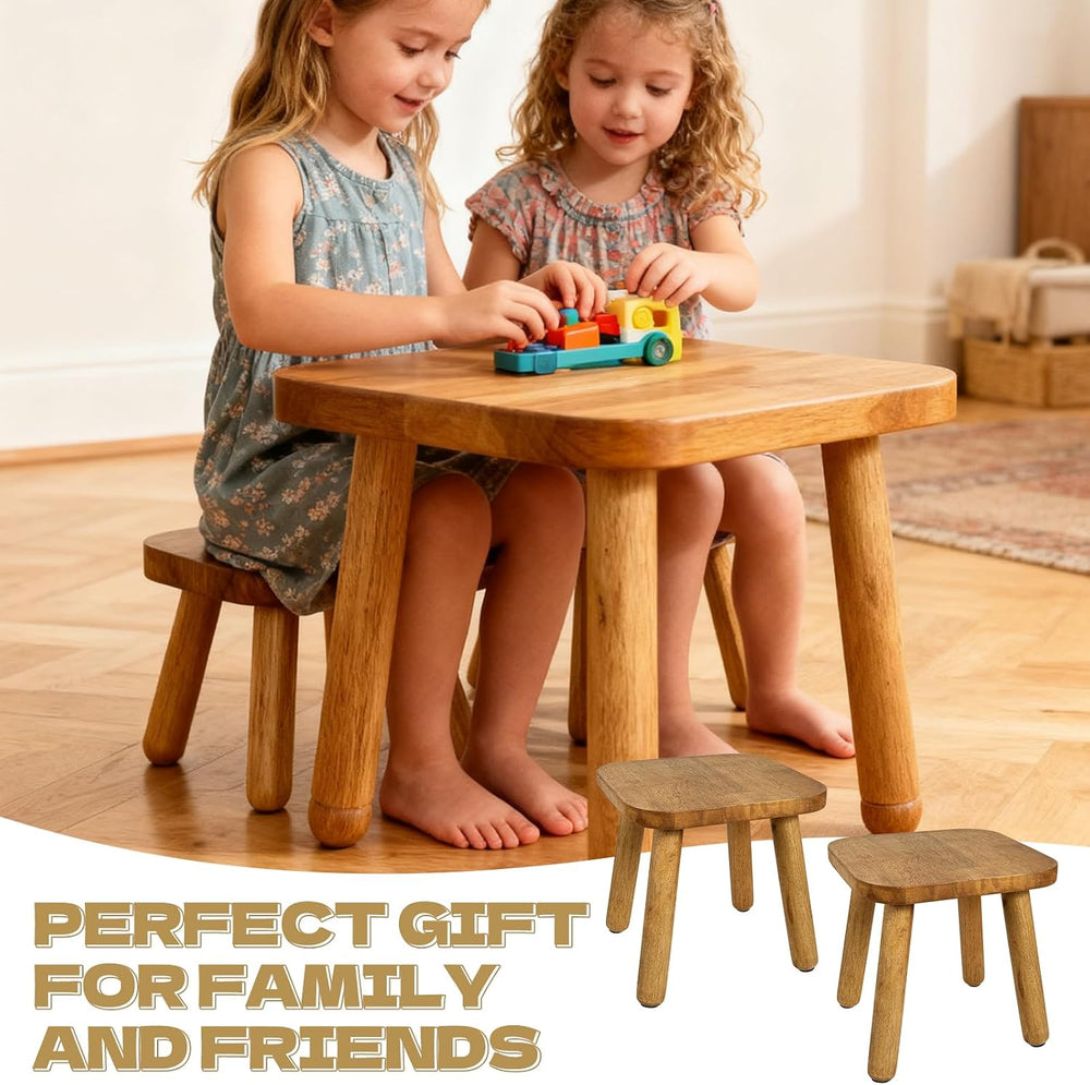 YEXEXINM 2 Pack Small Wooden Step Stools 9 Inch, Non-Slip, Holds 300 lbs