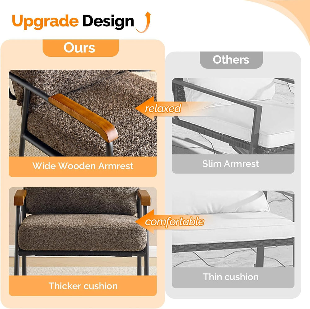 VINGLI Mid-Century Modern Accent Armchiar for Small Space, Small Comfy Uphols...