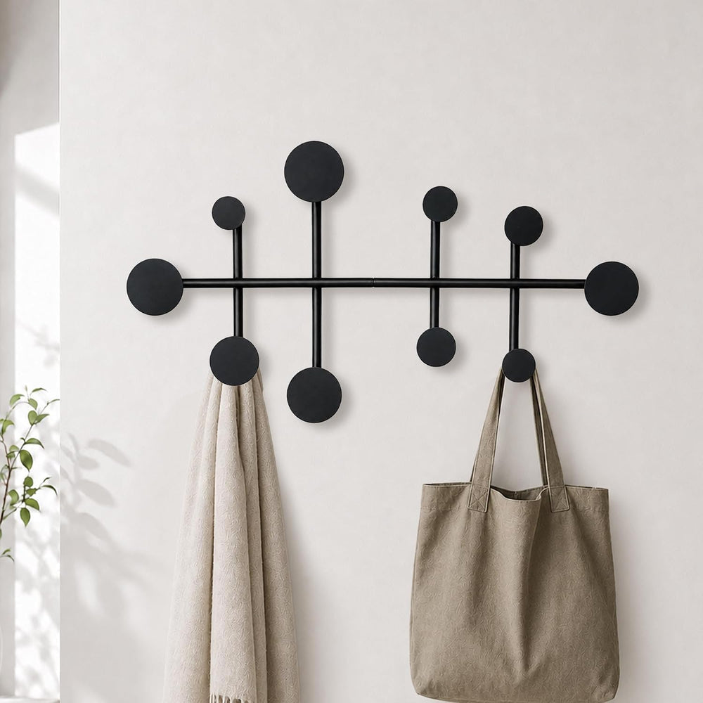 Wall Mounted Coat Rack, Minimalist Metal Coat Hooks for Entryway, Black