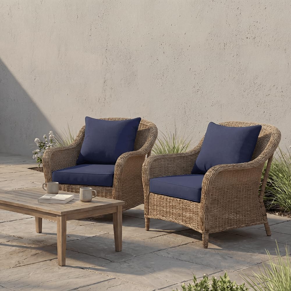 PatioGlow Outdoor Seat Cushion Set, 22" x 22" x 3.5", Set of 2...