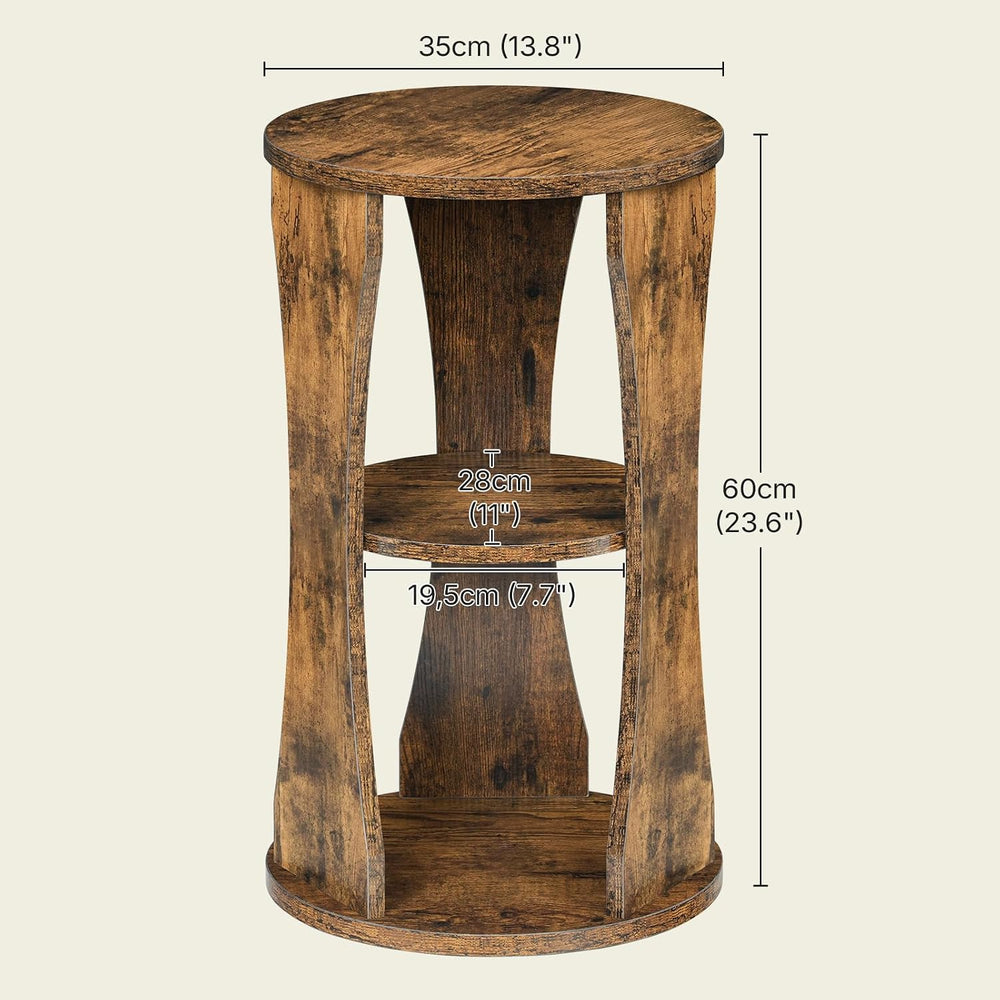 YATINEY Round Side Table Set of 2, 3-Tier Small End Table with Storage Shelve...