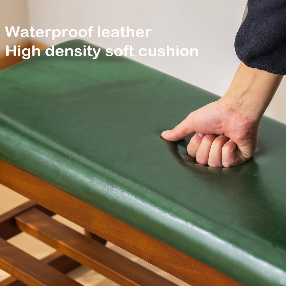 Solid Wood Shoe Rack Bench with Flip-Top Storage, Green, 39.4''