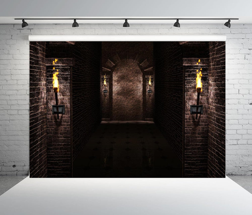 BELECO 12x10ft Fabric Gothic Castle Backdrop Ancient Black Brick Stone Wall A...