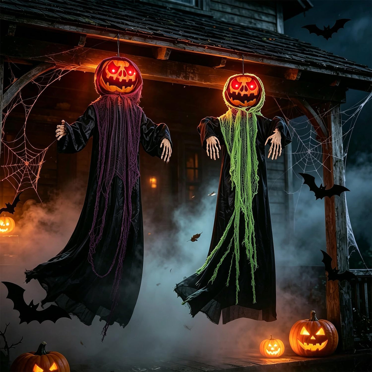yosager 2 Pack Halloween Decorations, 6 FT Lighted Hanging Pumpkin Men