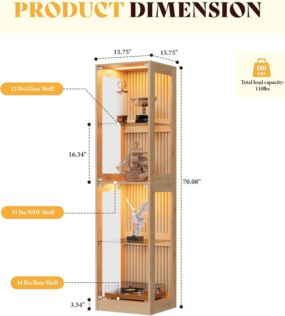 AMERLIFE 16-Inch RGB Display Cabinet with Glass Doors