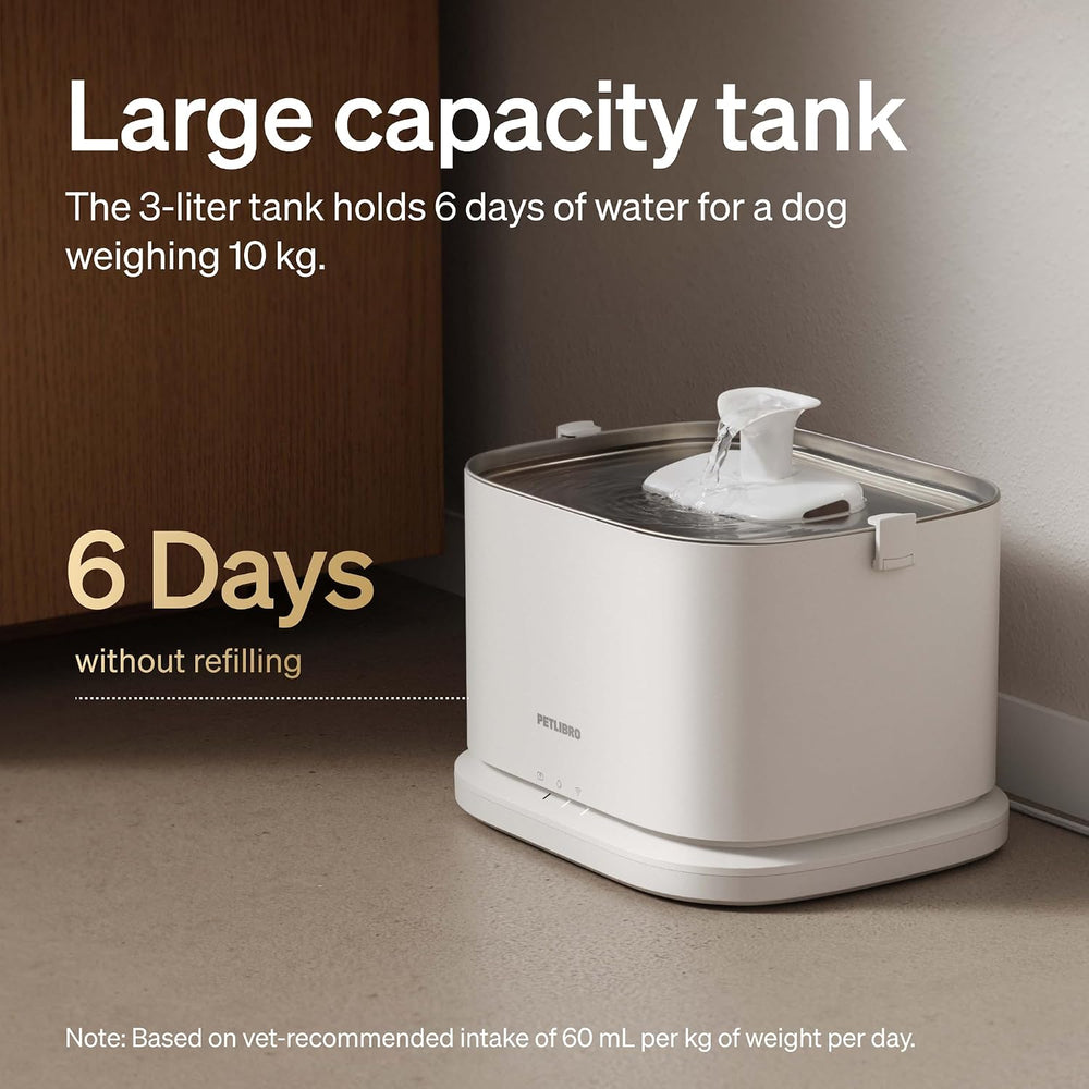 PETLIBRO Quiet Dog Water Fountain Stainless Steel Tray, Smart Pet Water Fount...