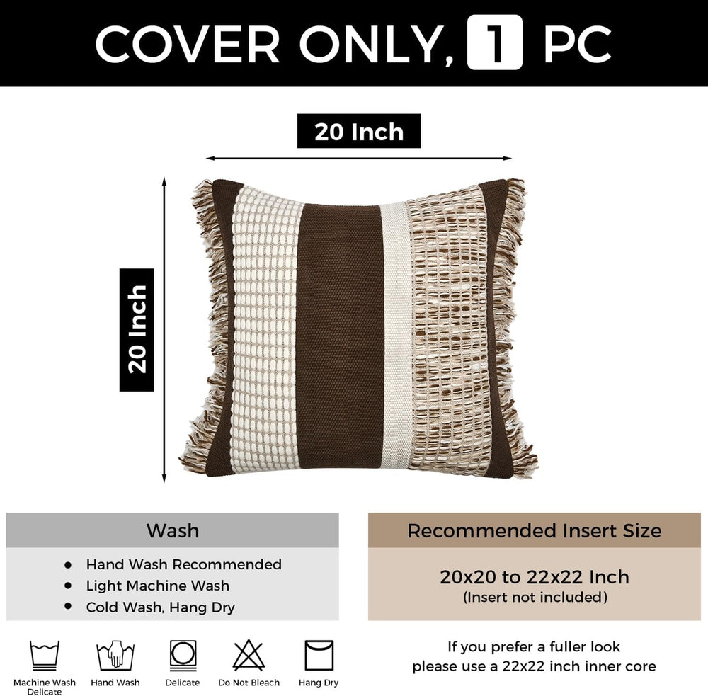 Dark Brown Boho Throw Pillow Cover 20x20