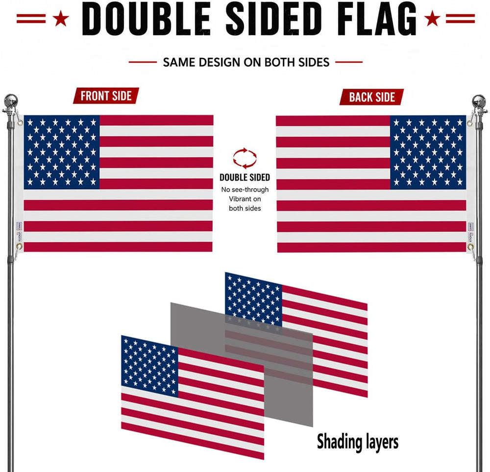 Double-Sided Three-Layer American Flag 3x5 Feet High Toughness Nylon Version,...
