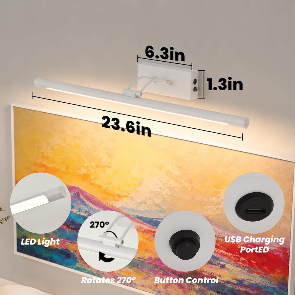 Battery Operated Picture Light for Wall,White 23.6-Inch