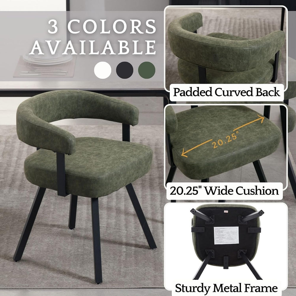 LukeAlon PU Leather Dining Chairs Set of 2, Upholstered Armchair with Padded ...