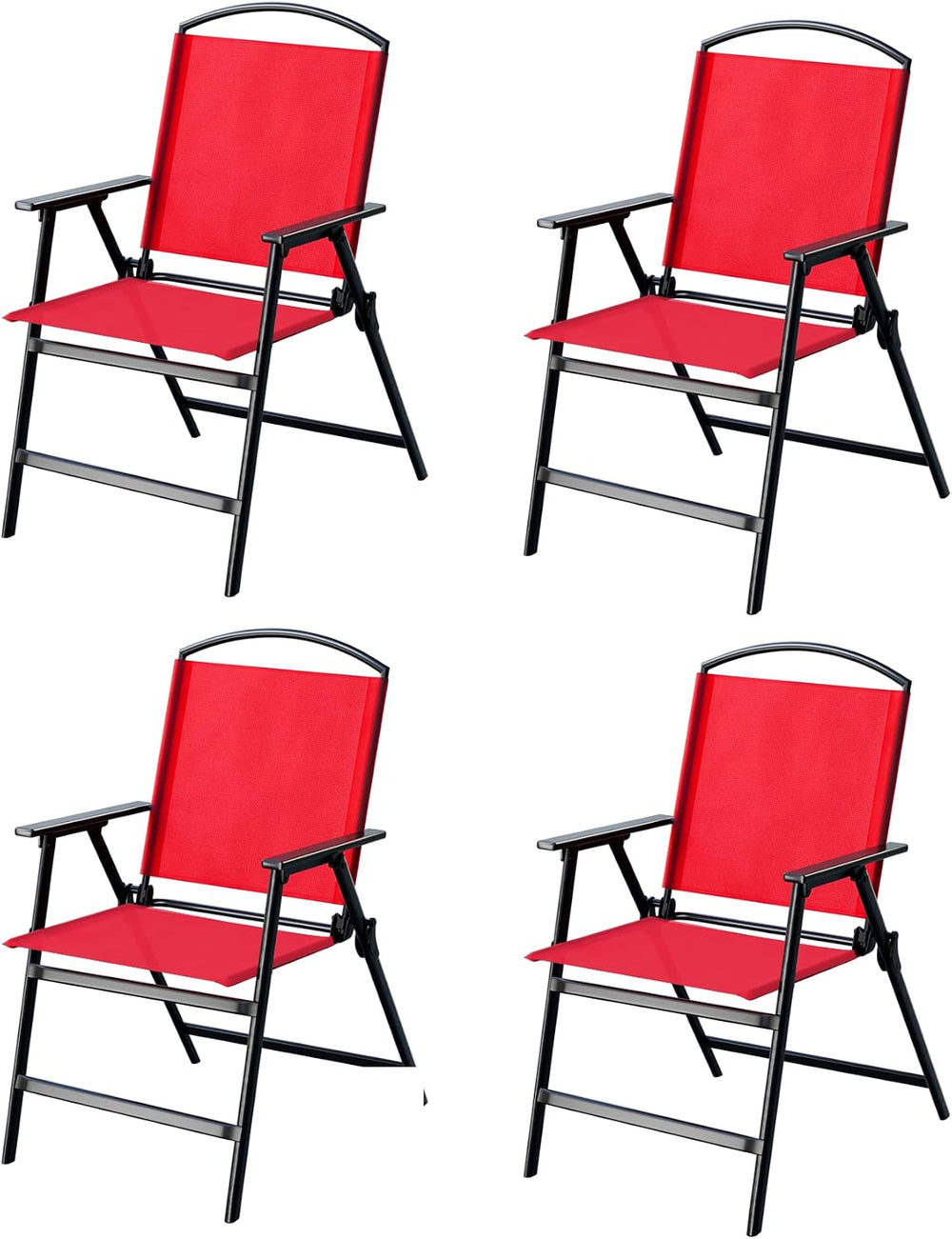 Outdoor Folding Patio Dining Chairs Set of 4 With Armrest Heavy-Duty Lightwei...
