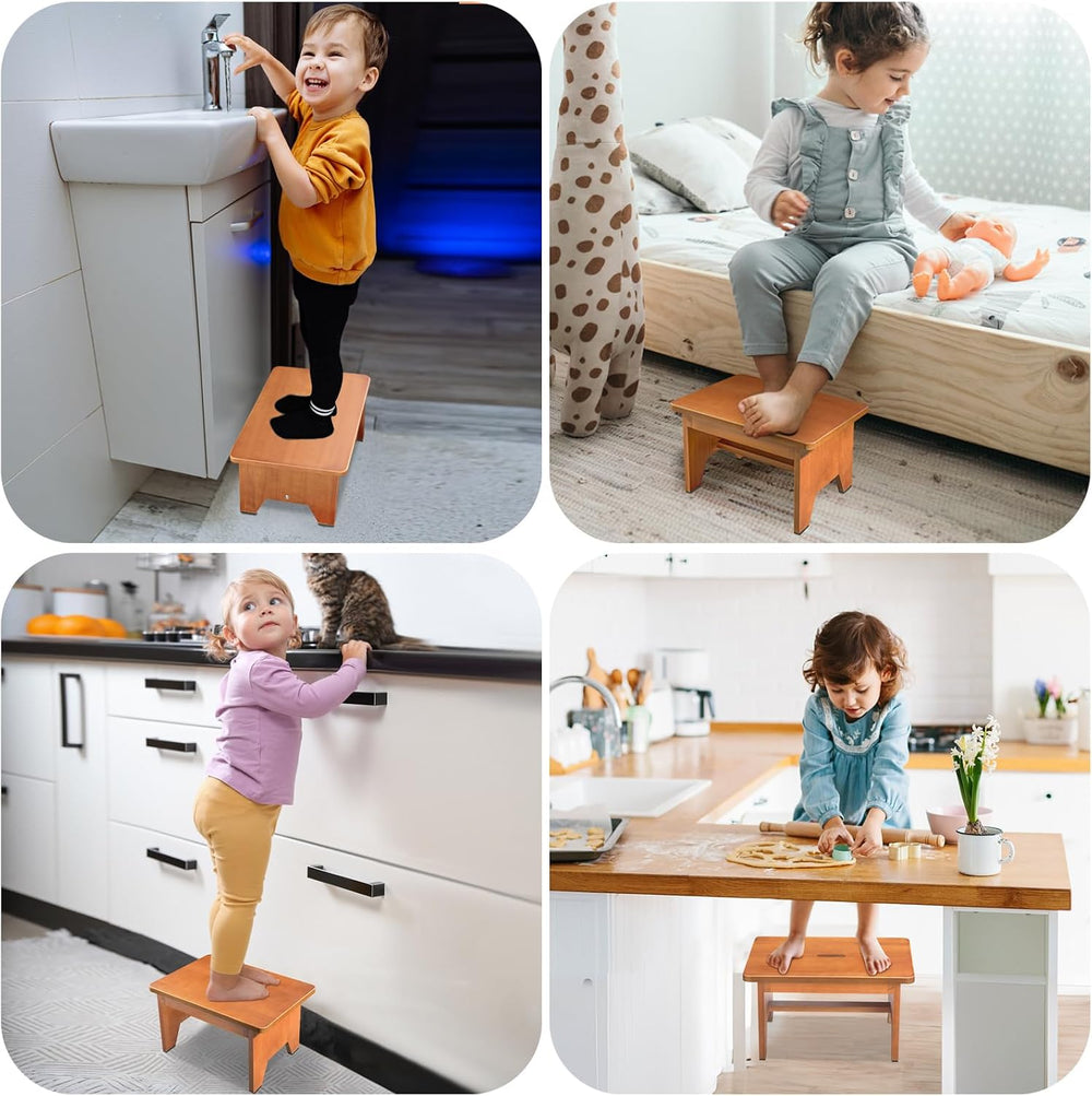 HouseJoy Wooden Step Stool for Adults: 9.1" High One Step Stool Nonslip