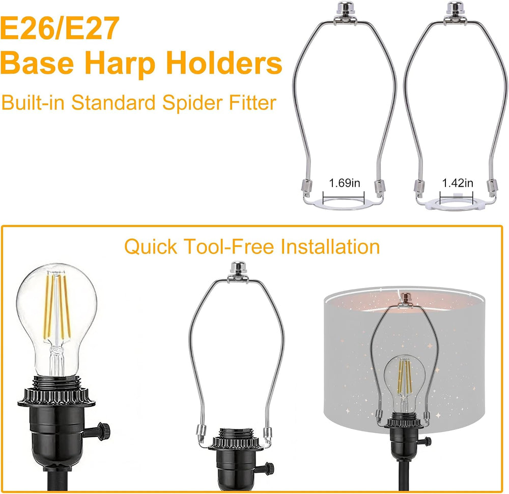 Lamp Shades Set of 2, 13" Drum Shade with Spider Fitter&Harp Holders