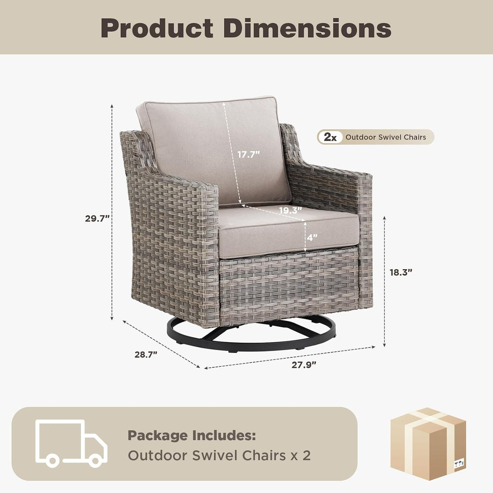 Belord Patio Wicker Swivel Rocker Patio Chairs, Outdoor Rattan Chairs for Dec...